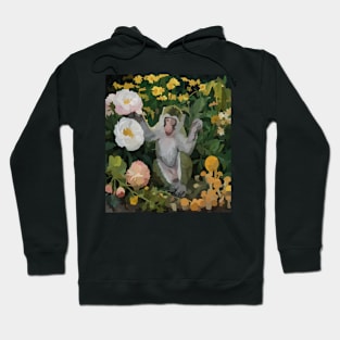 watercolor flowers surrounding a wild monkey Hoodie